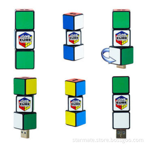 Rubik's Cube USB Rotating Flash Drive with 128MB to 32GB Capacity, Customized Logos Available